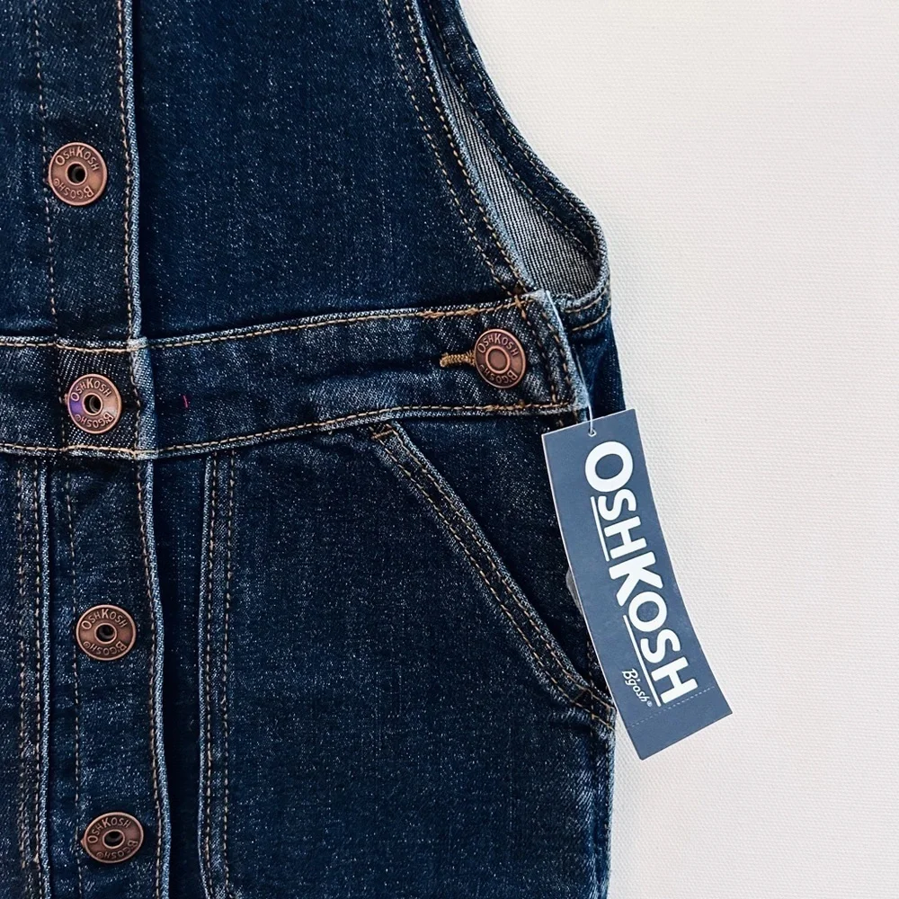 NWT OshKosh Denim Overall Dress Size 5 | Button Front Classic Jumper
